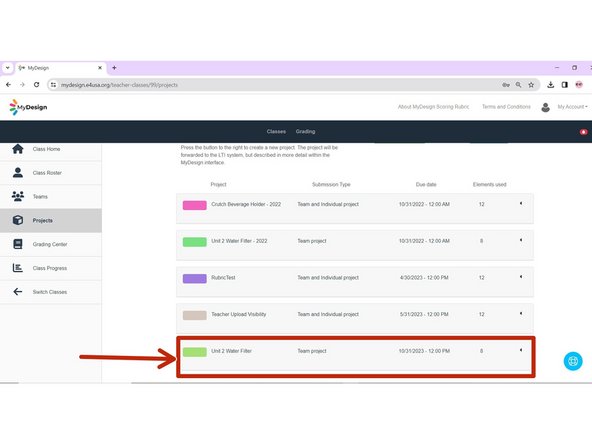 Select anywhere within the project card