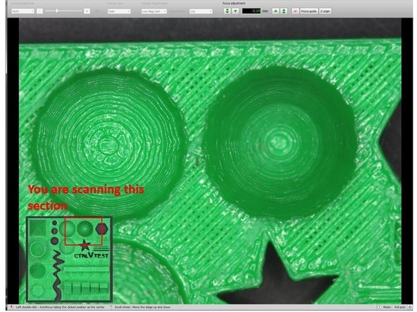 When you finish scanning the first section, the software will automatically move the window to scan the second section