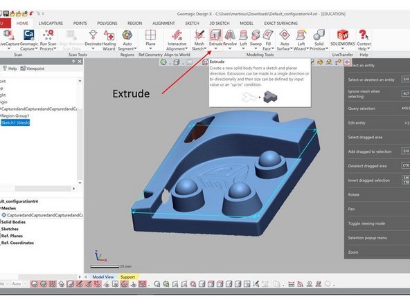 Now you want to extrude the sketch to form a solid body