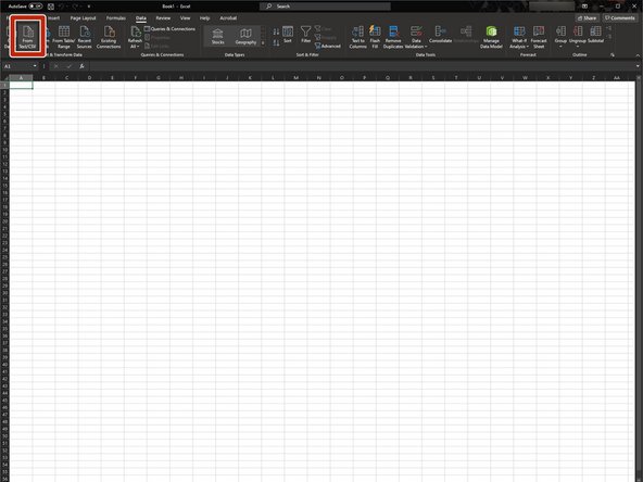 Open a blank workbook and navigate to the Data tab in the top ribbon