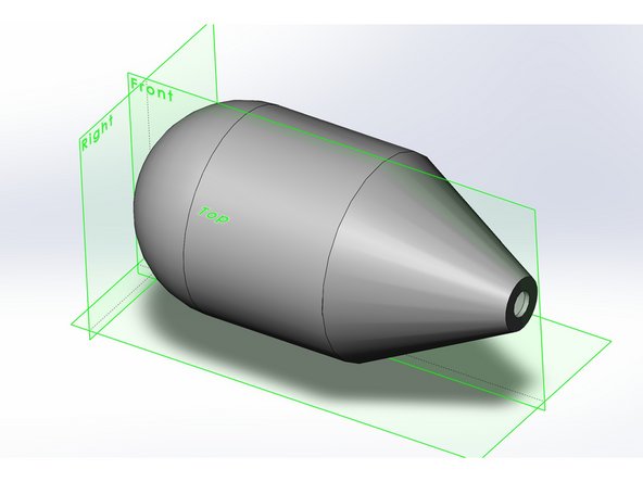 Select your axis by clicking on the part of the outline that was on the middle axis of the sub. All that's left is the horizontal line at the front.