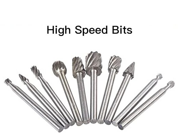 High speed bits can be used with wood, linoleum and backboard