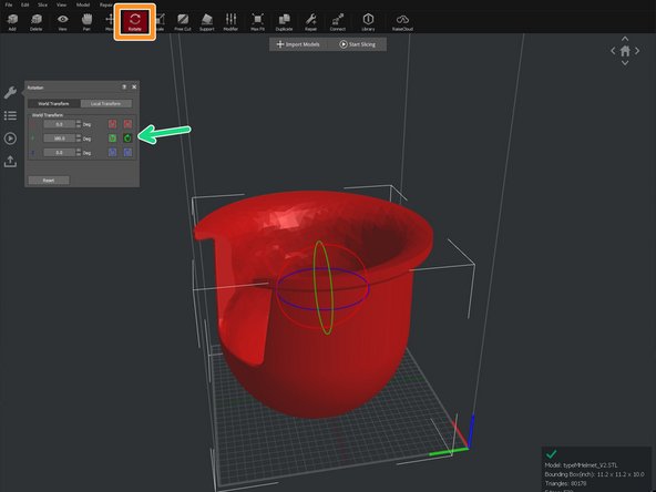 Rotate the model by selecting &quot;Rotate&quot; from the top ribbon