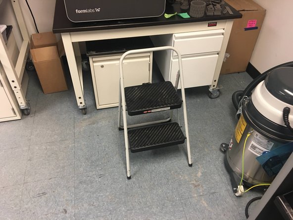 Use the step stool (usually stored to the right of the Fuse) so that you can reach the top of the Fuse