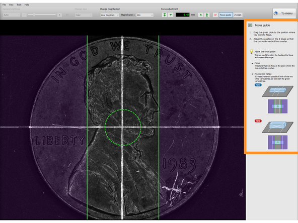 It can also be focused to a particular level by double clicking anywhere on the viewing image
