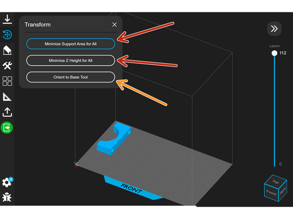 Some Nexa prints require support, and Nexa X optimizes the orientation for printing support.