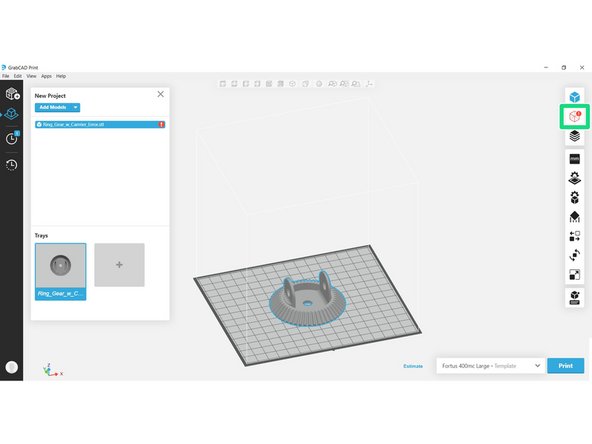 Sometimes there may be errors in the mesh of an file. If GrabCAD detects an error, a red warning symbol will be displayed