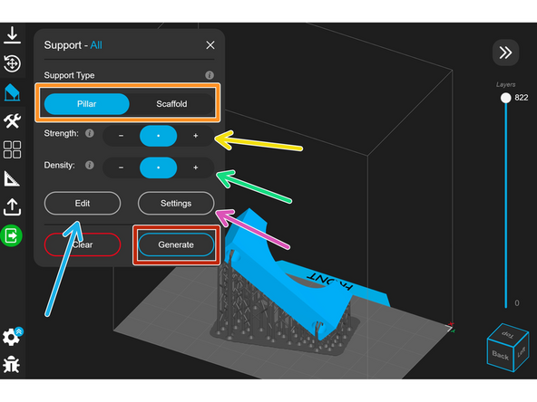 Click &quot;Generate&quot; to generate supports.
