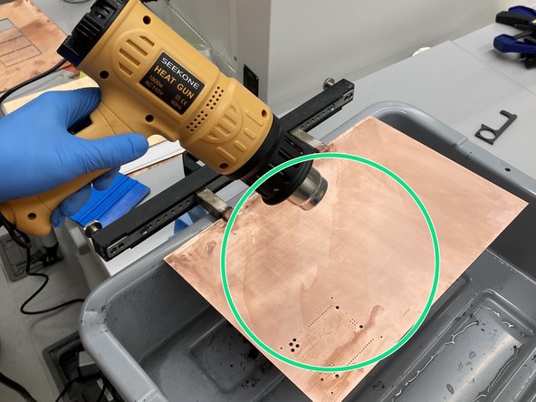 Dry the board with a heat gun