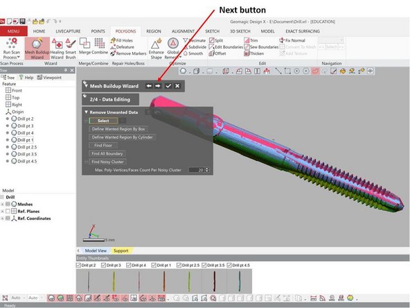 Rerun the Mesh Buildup Wizard  under Menu to perform the data merging (See the first figure)