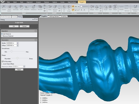 If you see areas on your part that are not what you would like, there are a variety of tools to reshape your data