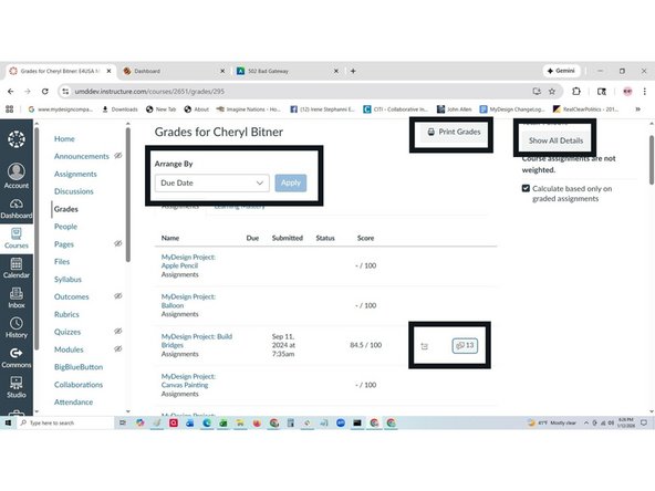 Select Grades on the individual student screen
