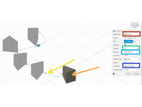 A pattern on path requires a sketch path and an object to pattern