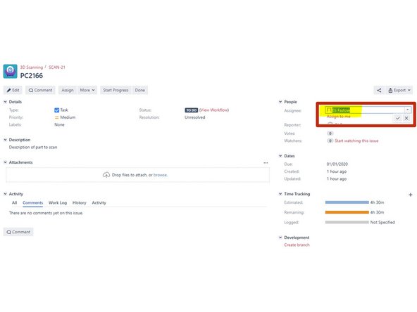 After creating the jira task, message the LC or Scanning Equipment Specialist on slack with the link to the jira task, due date for the scan, and a brief assessment of the scan difficulty.