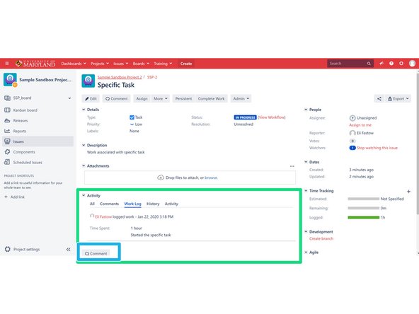 Clicking on the issue opens a sidebar with summary information. Here you can read the details about the issue as well as comments made along the way.
