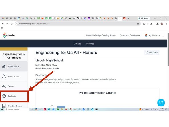 The Class Home page appears