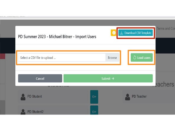 Select Download CSV Template