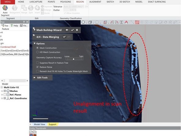 When finished, run mesh buildup wizard for combining the mesh file
