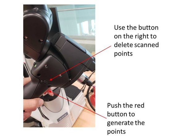 Push the red button on the handle to generate the points