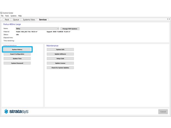 This will show all of the jobs that the machine has run, including the date, material usage, and completion status