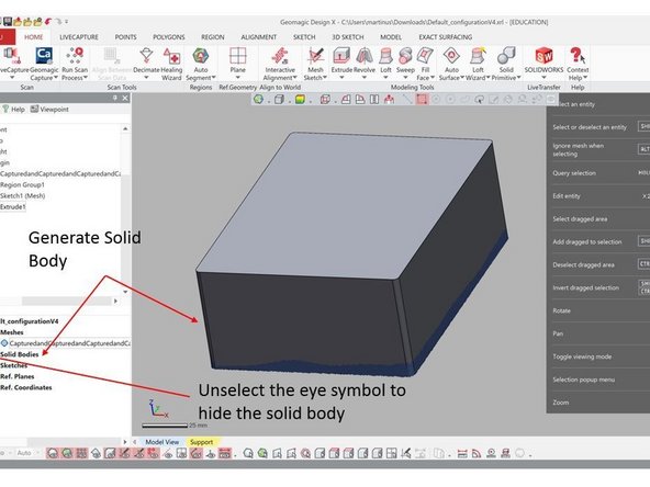Select the sketch generated from the previous step as the extrusion profile