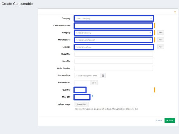 Input necessary information