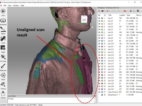 This is most likely caused due to the unaligned scan result as shown in the second figure 