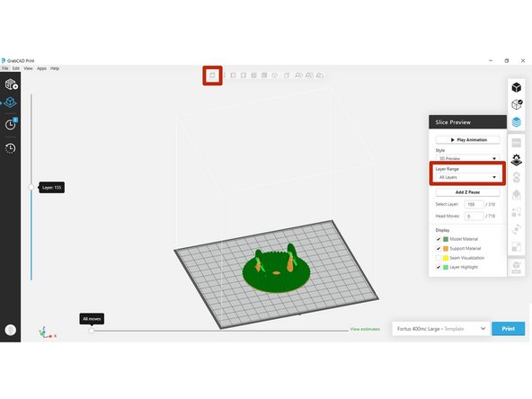 To view toolpaths, change the Layer Range to any option other than All Layers and switch to a top view