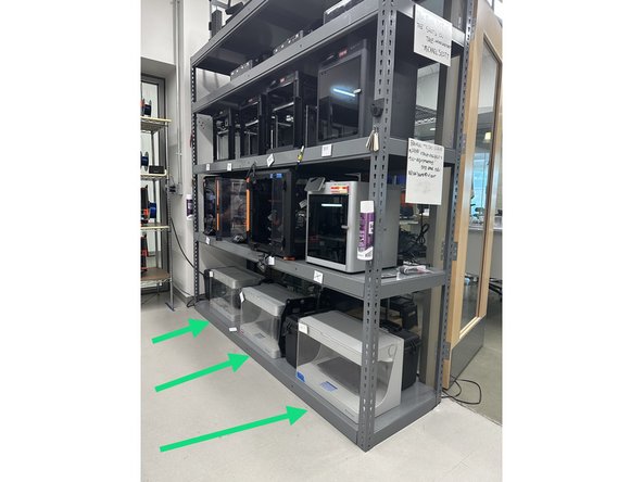 The Markforged Mark Two are located on the bottom shelf in the Fab Farm.