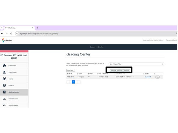 Filter results show number of rows displayed out of total number of rows