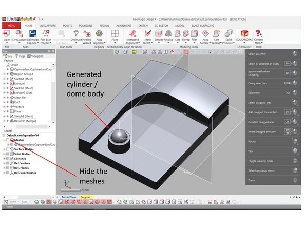 Use the Revolve feature under Home to generate the cylinder and dome body