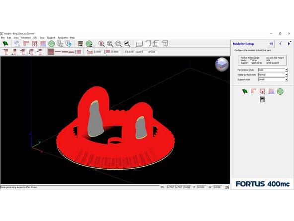 Click the Support button to generate support structures