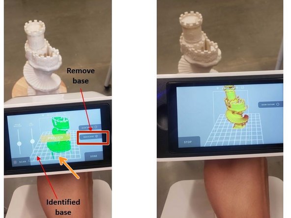 The Artec Leo has an option to automatically identify and remove the base
