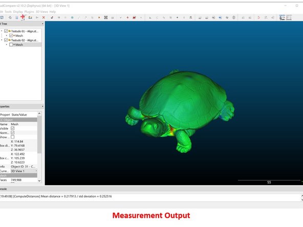 The measurement result is shown in the first figure as the distance difference between the two mesh