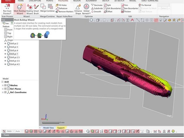After finishing the part alignment sequence, you now should have a well align scan result as shown in the first figure