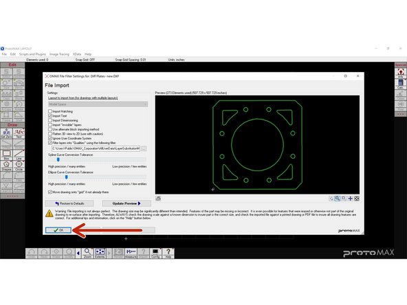 When you select your file, this window will appear