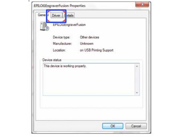 Click the Driver tab.