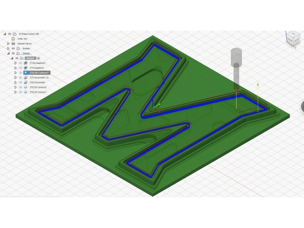 In the Geometry tab, select the top-inside contour of the M as shown in the image