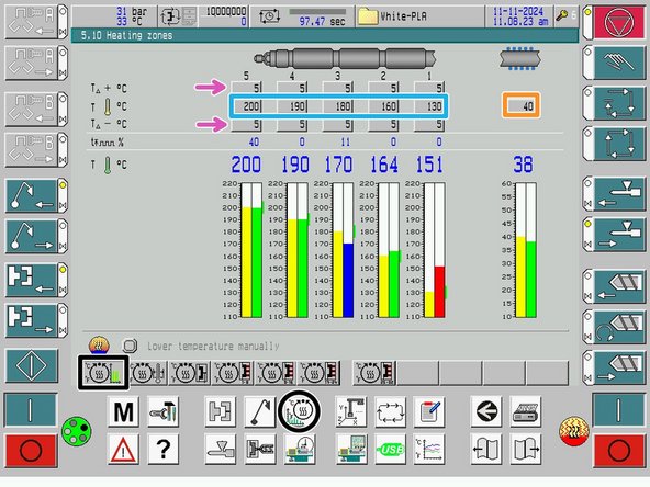 Temperature for feed zone