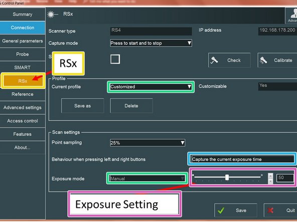 To adjust the exposure setting , one needs to change the user account from Standard to Advanced by clicking the upper right icon
