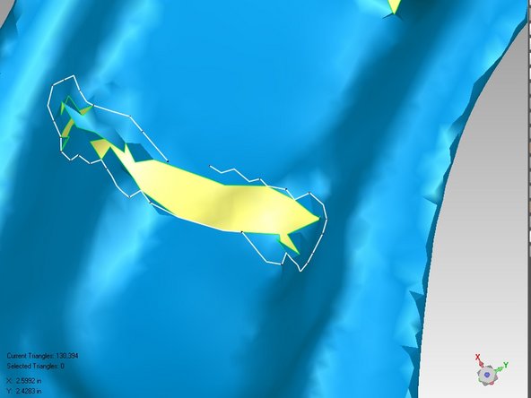 You may notice green lines and yellow space in the mesh. This is where there was not enough scan data, leaving holes that need to be filled. To do this go to Polygons -&gt; Fill Holes -&gt; Fill Single