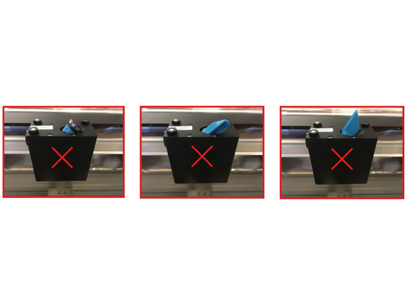 Assure the GF logo on the handle faces up and is parallel to the floor. It will rest softly in place - you don't need to push it in.