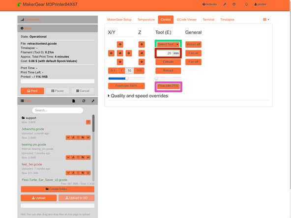 In Octoprint go to the &quot;Control&quot; tab