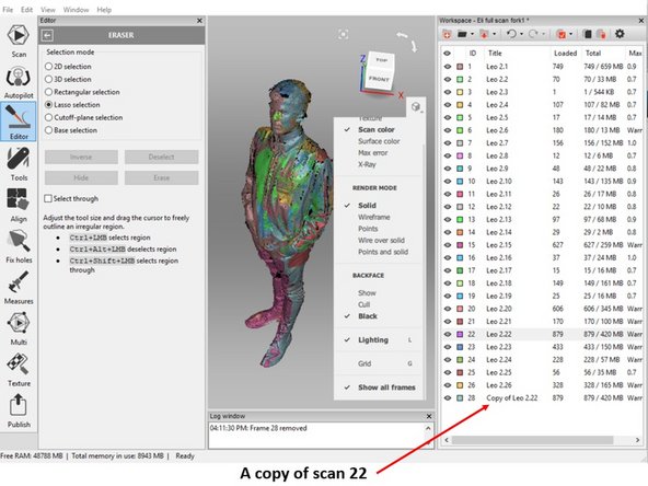 You should have a copy of the scan data (Scan 28 is a copy of scan 22) as shown in the first figure 