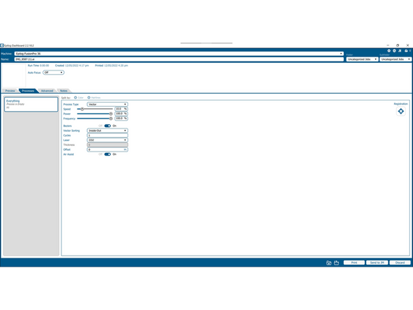 This is the processes tab. It is all of the settings you have for your job but without the live video feed/the placement features.