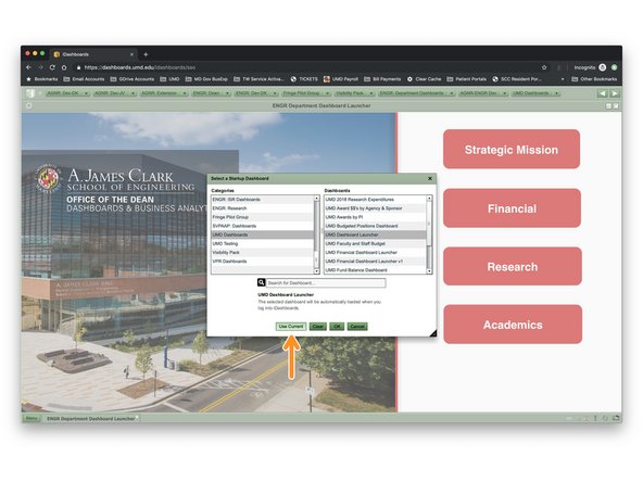 Click the Use Current button in the corresponding pop-up window.