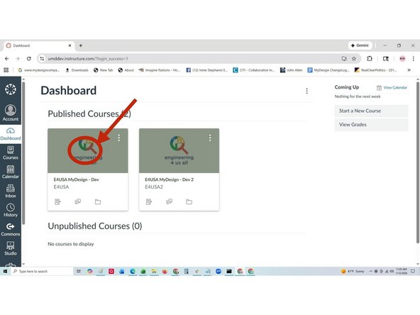 Log into Canvas and select your local course on the Dashboard page