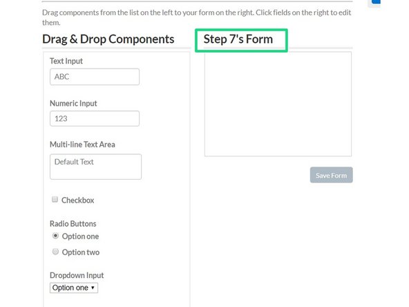 The following form should show up below the step