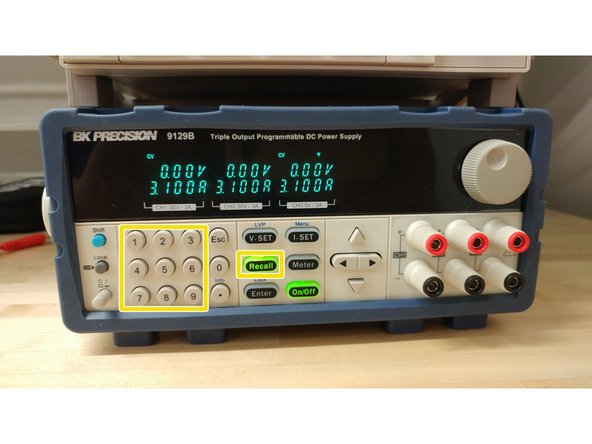 To save the current settings, press Shift and press Recall (Save) to enter Save mode, then press one of the numpad keys to save the setting to that location