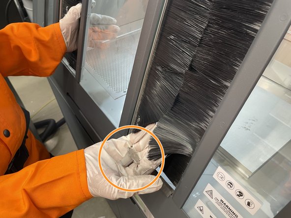 Using one finger, lightly dig through the cake until you begin to feel more solid powder